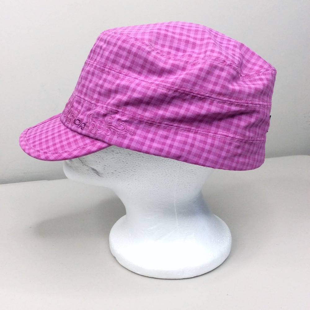 Outdoor Research Radar Pocket Cadet Cap Foldable Hat Pink Plaid Embroidered